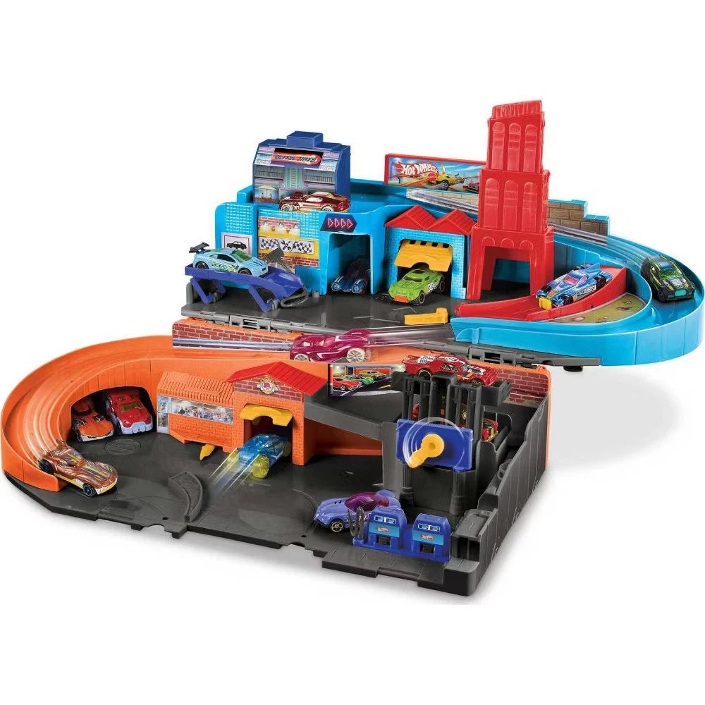 Hot Wheels Ultra Hots Sto & Go Trackset – Portable Racing Playset