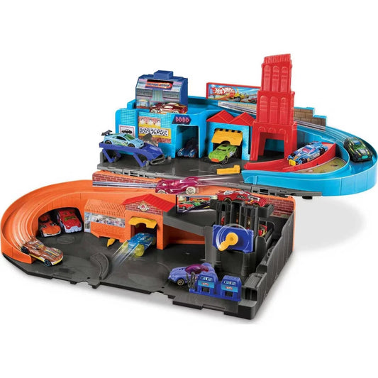 Hot Wheels Ultra Hots Sto & Go Trackset – Portable Racing Playset