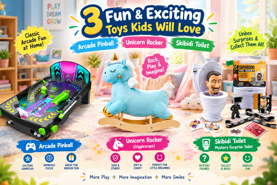 3 Fun & Exciting Toys Kids Will Love: Arcade Pinball, Unicorn Rocker & Skibidi Toilet