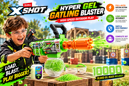 XSHOT Hyper Gel Gatling Blaster by ZURU: High-Speed Outdoor Play