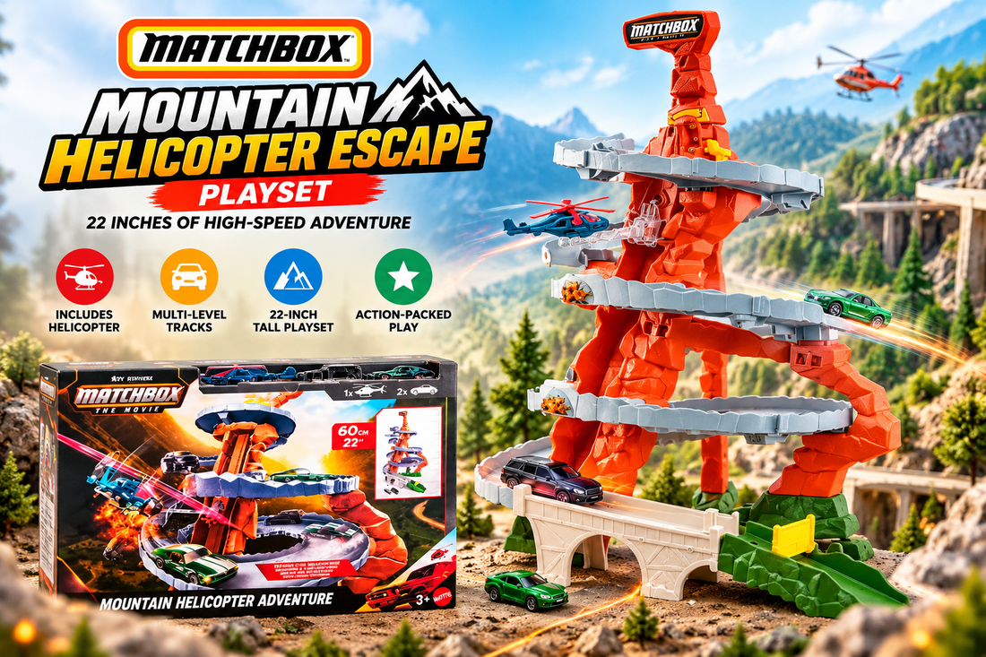 Matchbox Mountain Helicopter Escape Playset: 22 Inches of High-Speed Adventure