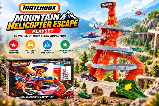 Matchbox Mountain Helicopter Escape Playset: 22 Inches of High-Speed Adventure