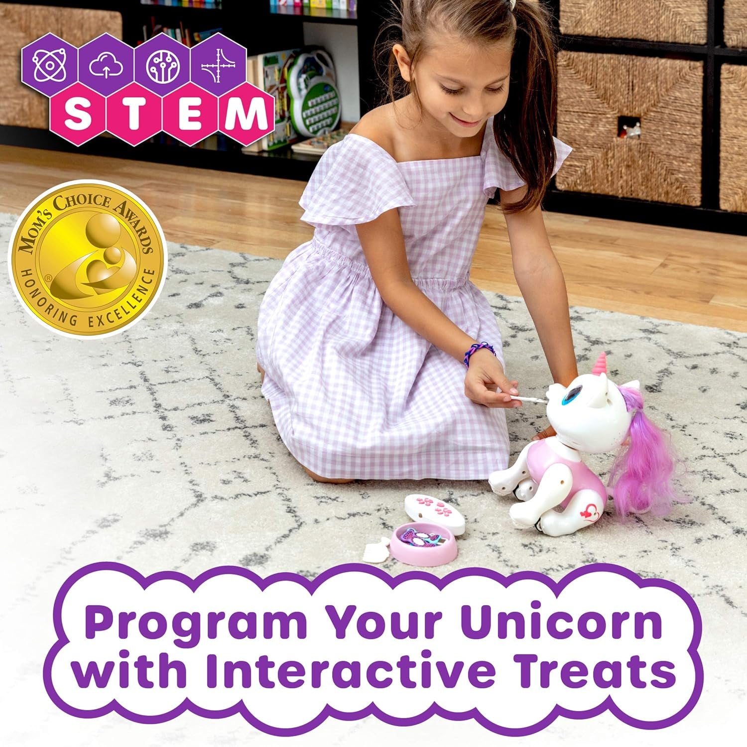 Robo Pets Unicorn Toy for Girls and Boys - Remote Control Robot Toys with Interactive Hand Motion Gestures, STEM Programmable Treats, Walking, Dancing Robot Unicorn Kids Toy (Pink)