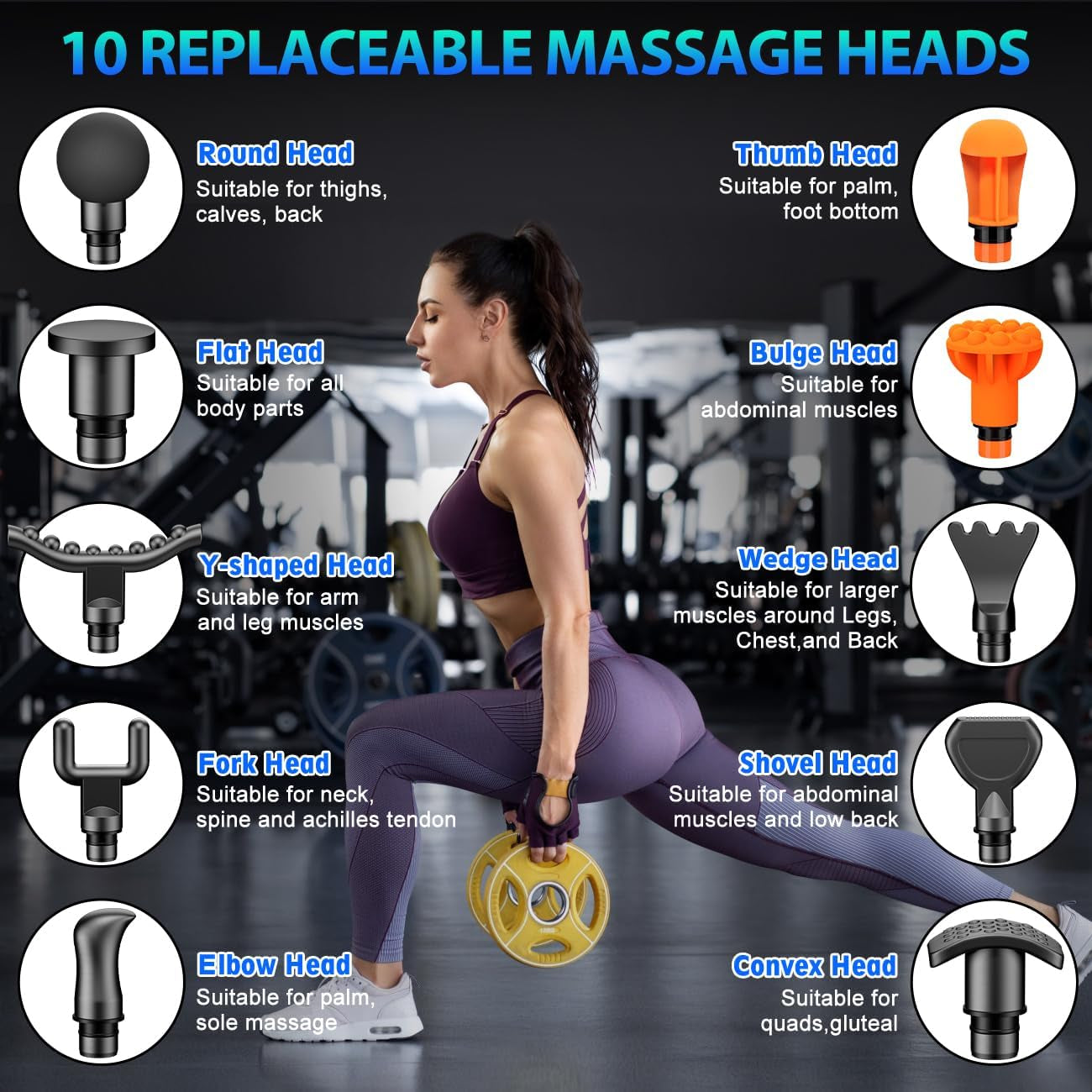 Massage Gun, Deep Tissue Back Massage for Athletes for Pain Relief, Percussion Massager with 10 Massages Heads & Silent Brushless Motor, Gifts for Fathers Day, Black