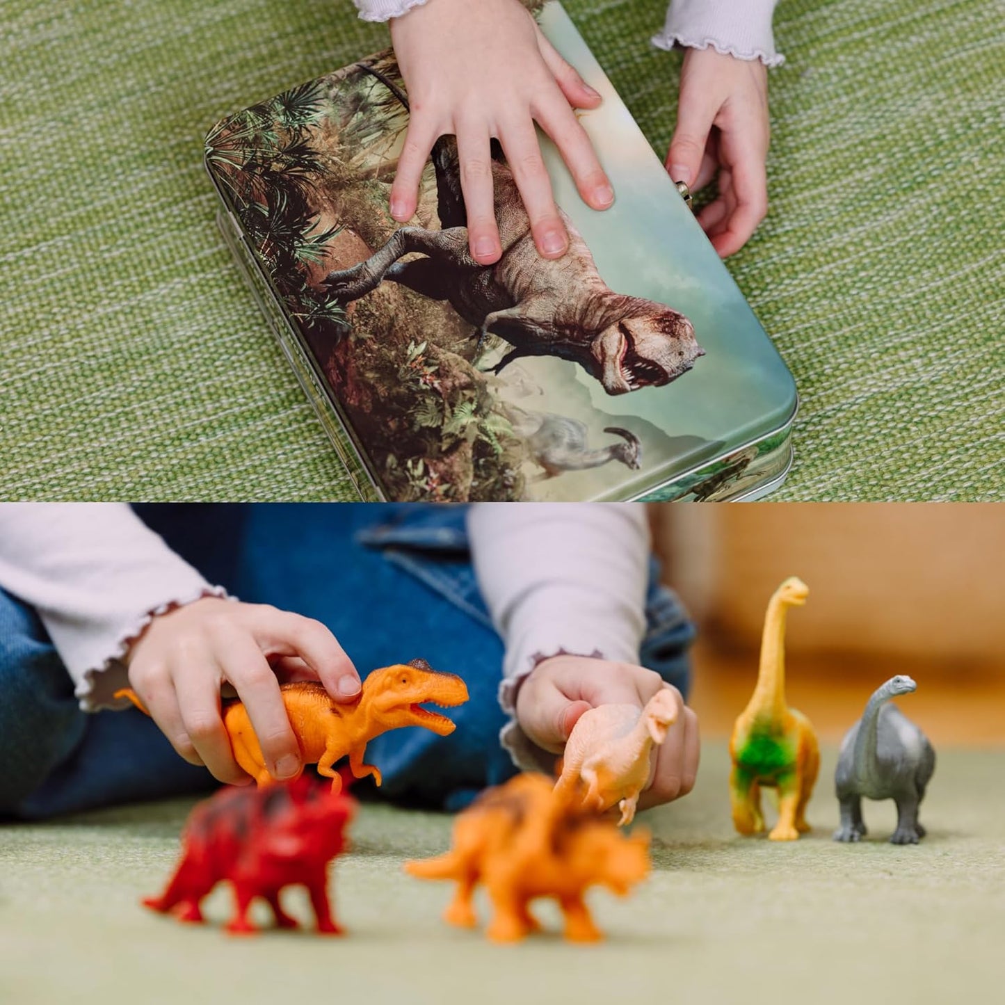 Dinosaur Toys for Kids 3-5 – 12 Realistic Small Dinosaur Figures with Metal Storage Box, Soft Dino Toy for Boys & Girls 5-7 Years Old – Toddler Boy, Animal Dino Toys