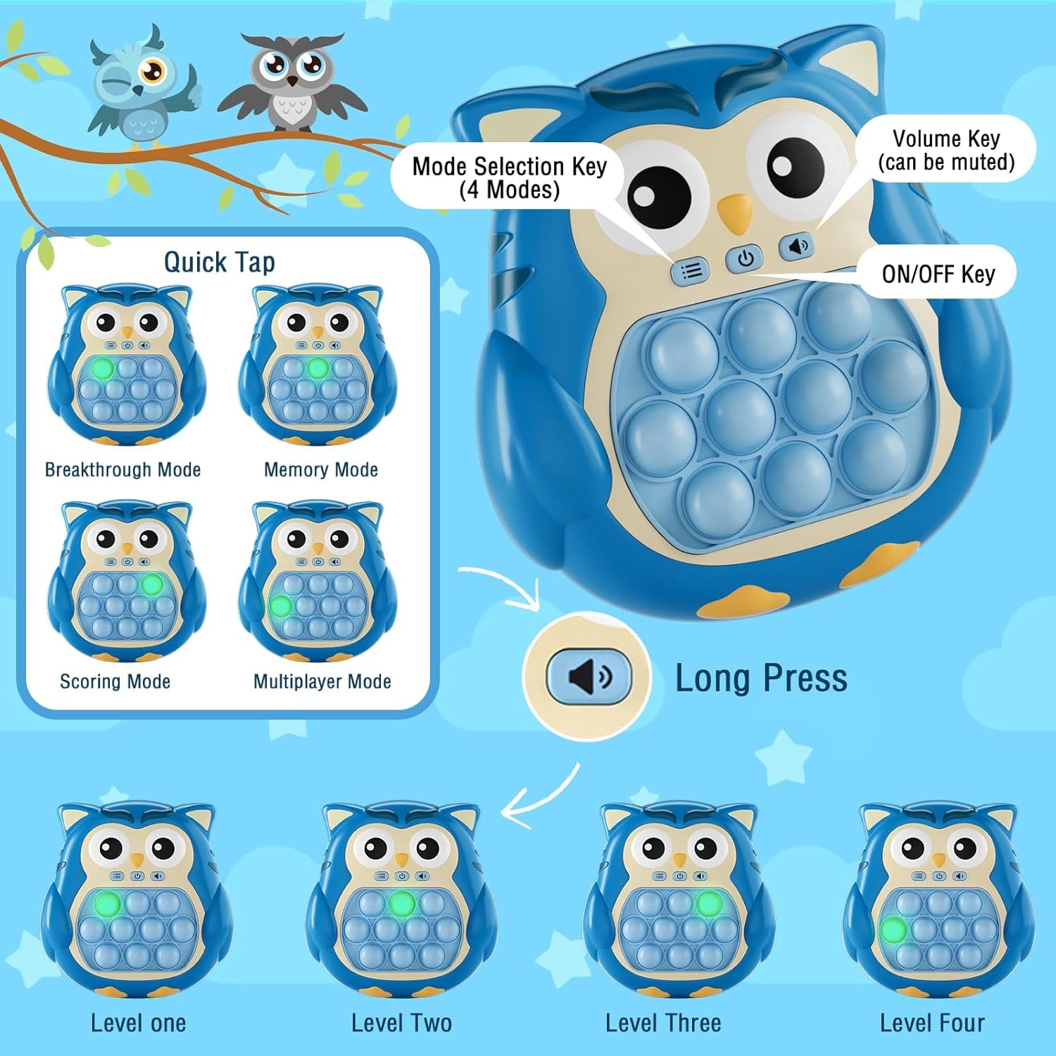 Sensory Pop Fidget Toys for Kids 3-12,Handheld Game for Kids,Light up Fidget Toy,Travel Games,Airplane Toys for 3 4 5 6 7 8 9 Year Old,Quick Push Pop Game Christmas Birthday Gifts for Boys and Girls