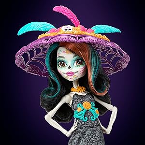 Monster High Doll, Skelita Calaveras Día De Muertos 2024 Howliday Collectible with La Catrina Hat, Papel Picado Dress, and Displayable Packaging
