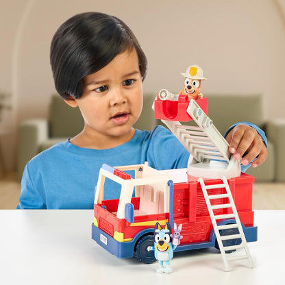 Firetruck Toy with Firefighter Bingo, Bob Bilby Figures | Extendable Ladder & Hose | Includes Stickers - Perfect for Kids Ages 3+