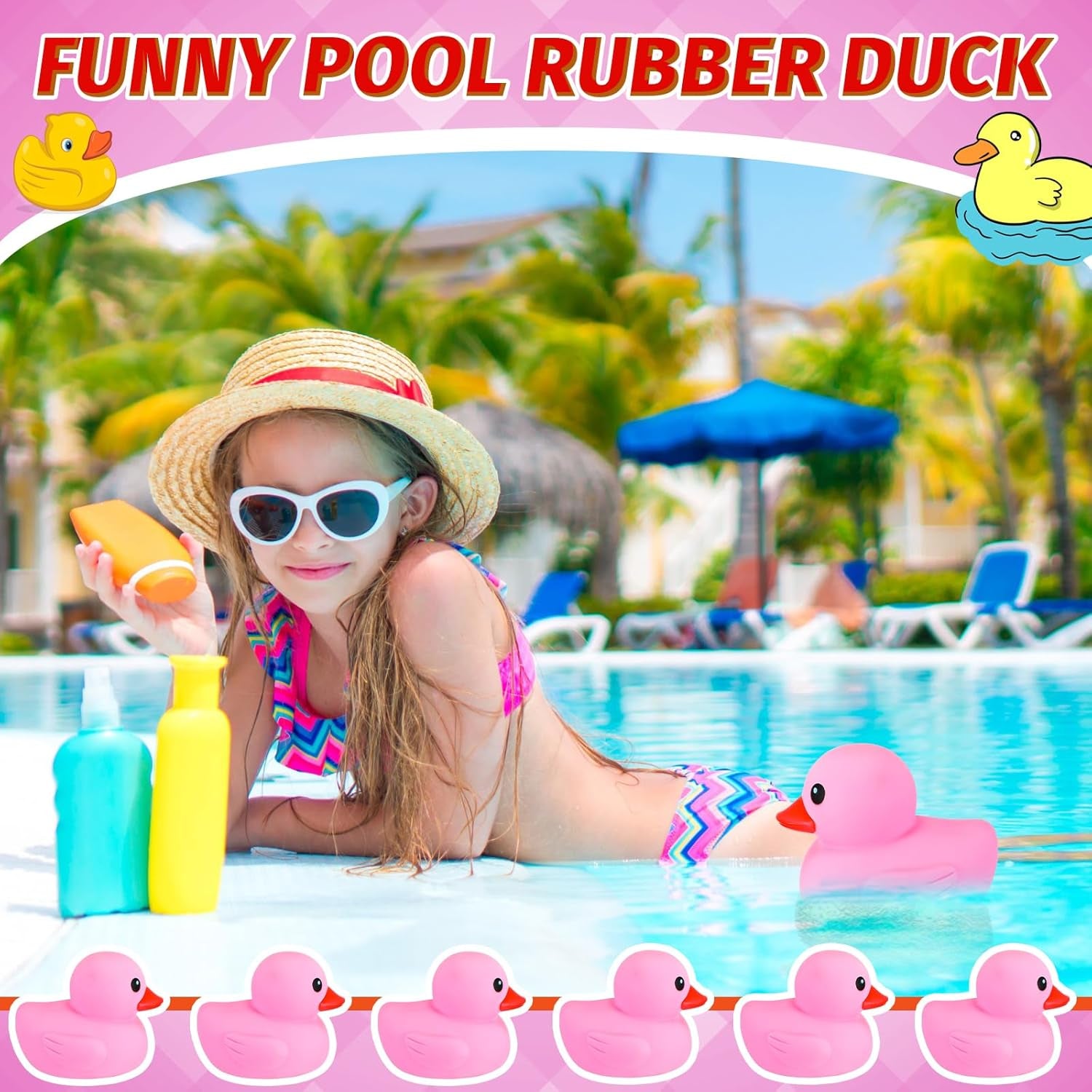 6.89 Inch Giant Rubber Duck Big Rubber Duck Large Duckling Bath Toy with Squeaky Sound for Summer Baby Shower Birthday Party Favor Gift(Pink)
