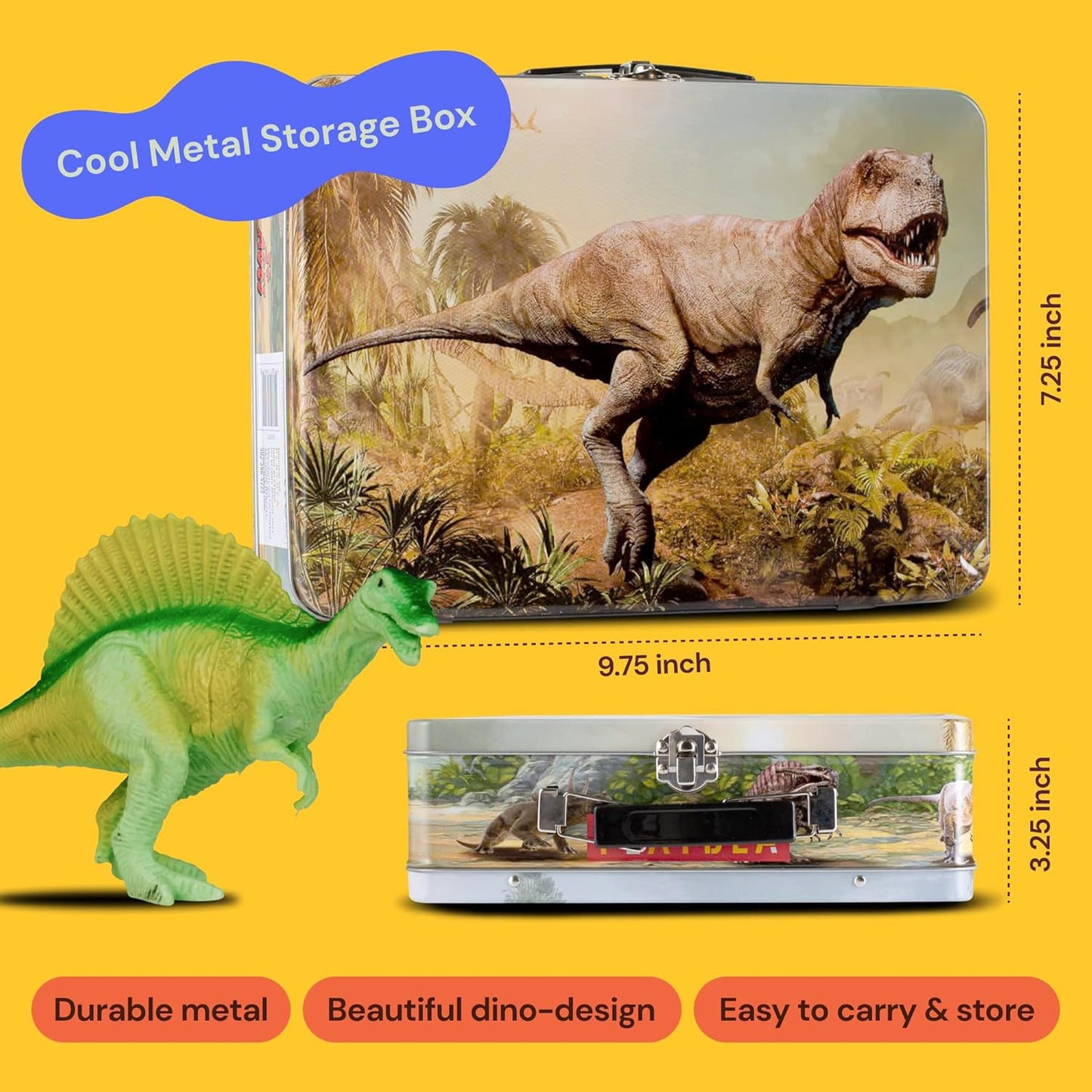 Dinosaur Toys for Kids 3-5 – 12 Realistic Small Dinosaur Figures with Metal Storage Box, Soft Dino Toy for Boys & Girls 5-7 Years Old – Toddler Boy, Animal Dino Toys