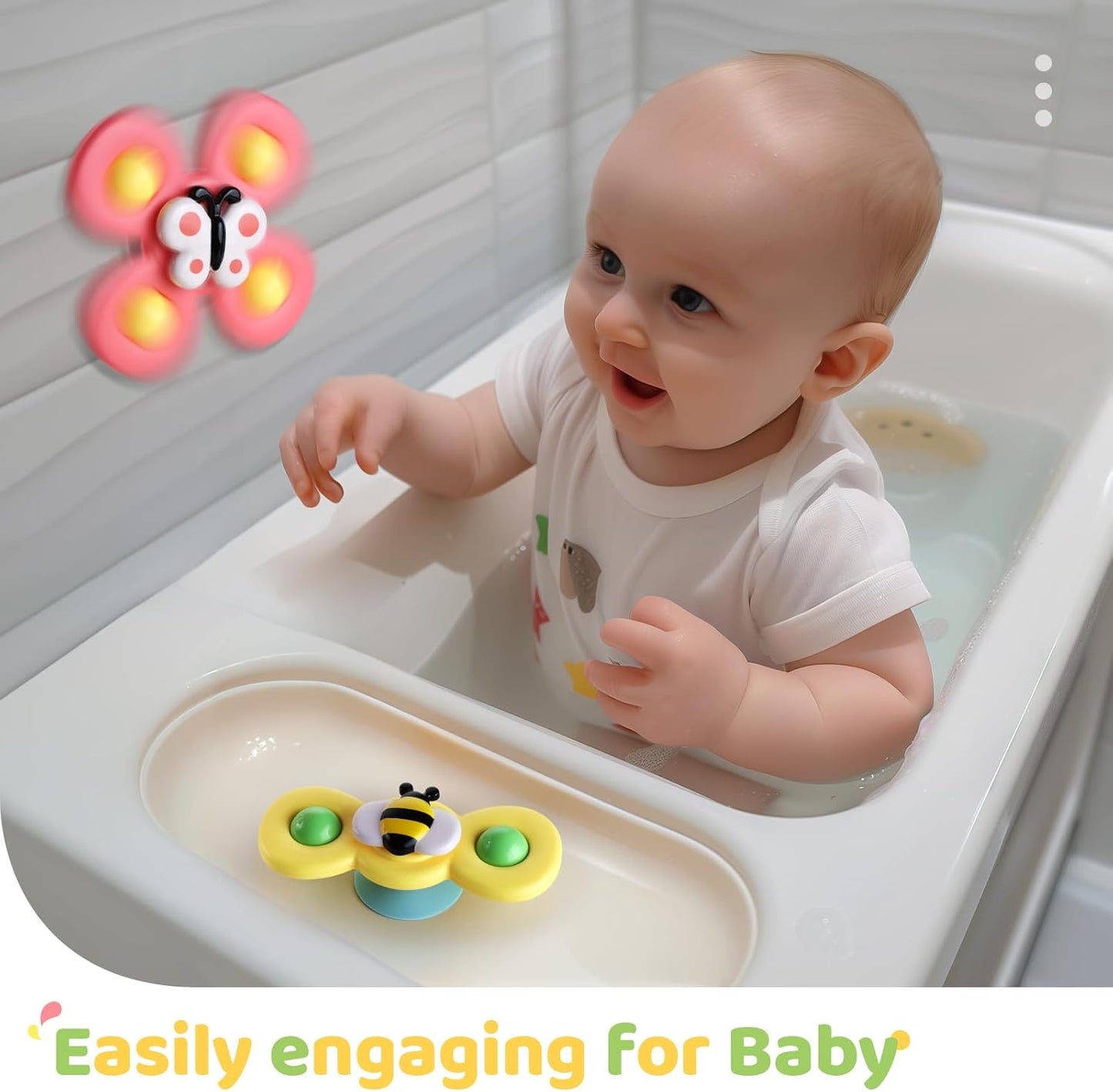 3PCS Suction Cup Spinner Toys for 1 Year Old Boy Girl|Spinning Top Baby Toys 12 18 Months|1 2 Year Old Boy Birthday Gift|Baby Bath Toy for Kids Ages 1-3|Sensory Toy for Toddlers 1-3