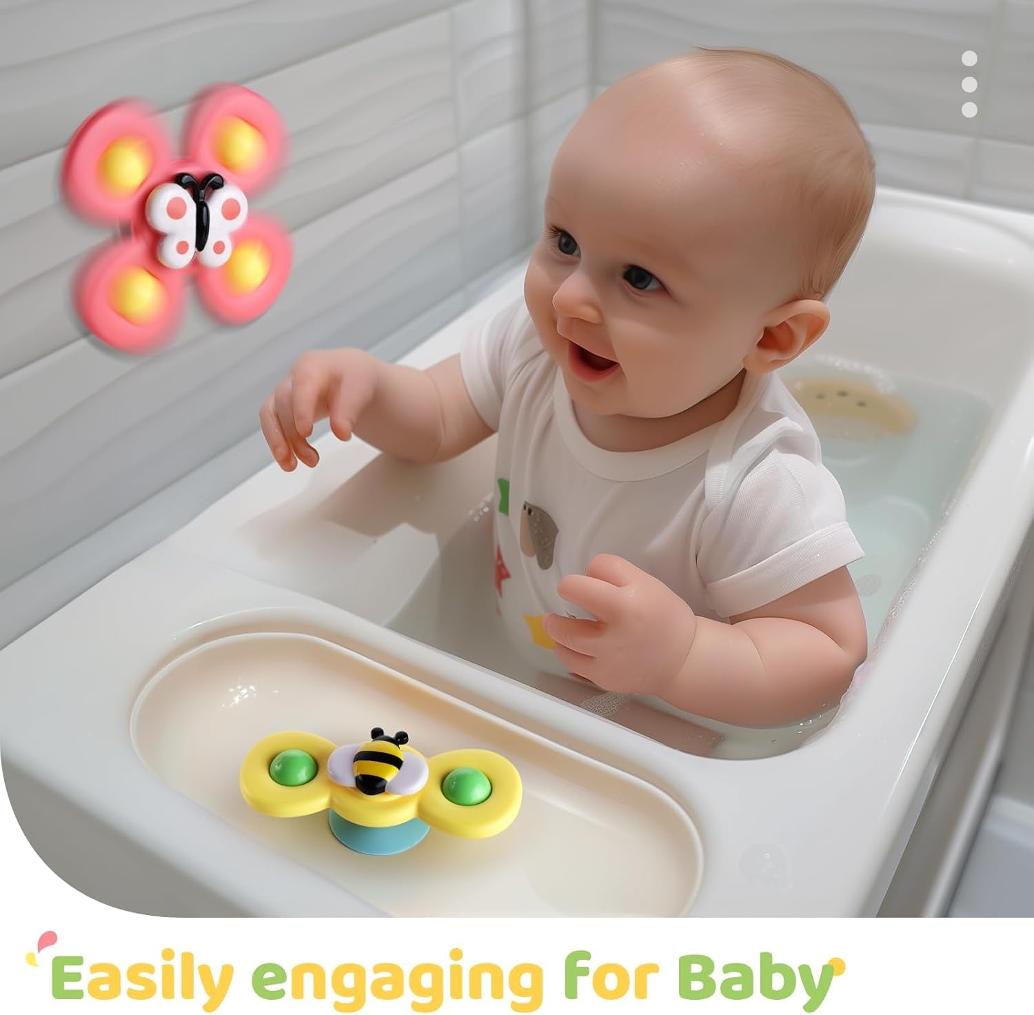 3PCS Suction Cup Spinner Toys for 1 Year Old Boy Girl|Spinning Top Baby Toys 12 18 Months|1 2 Year Old Boy Birthday Gift|Baby Bath Toy for Kids Ages 1-3|Sensory Toy for Toddlers 1-3