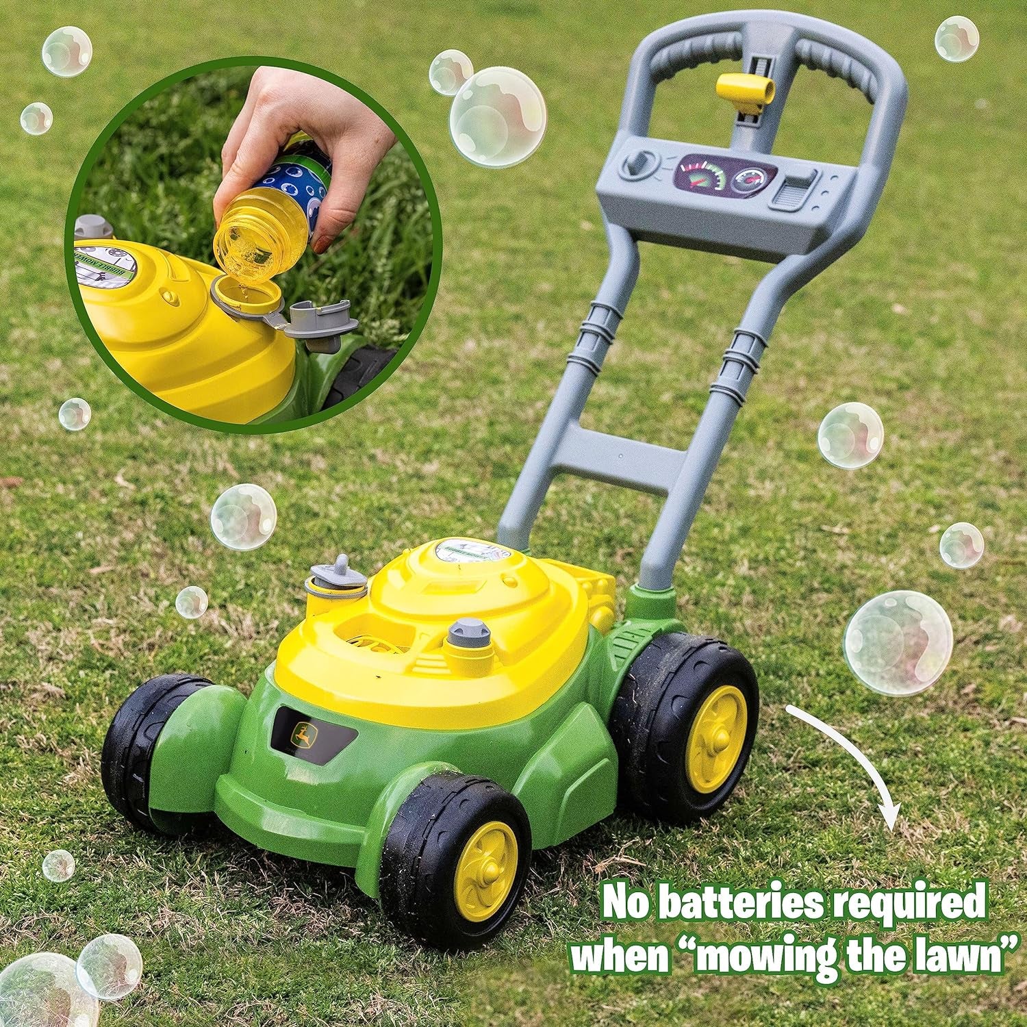Bubble Lawn Mower for Toddlers, Bubble Blowing Machines, Indoor and Outdoor Gardening Toy, Birthday, Party Favor for Preschool Girls and Boys, No Batteries Required, 2+