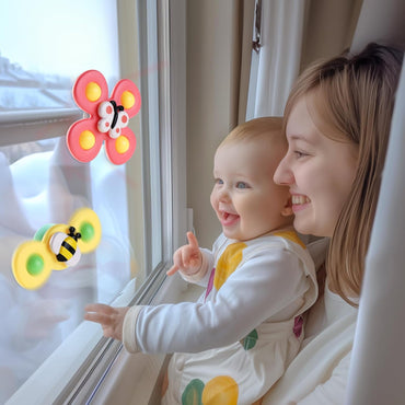 3PCS Suction Cup Spinner Toys for 1 Year Old Boy Girl|Spinning Top Baby Toys 12 18 Months|1 2 Year Old Boy Birthday Gift|Baby Bath Toy for Kids Ages 1-3|Sensory Toy for Toddlers 1-3