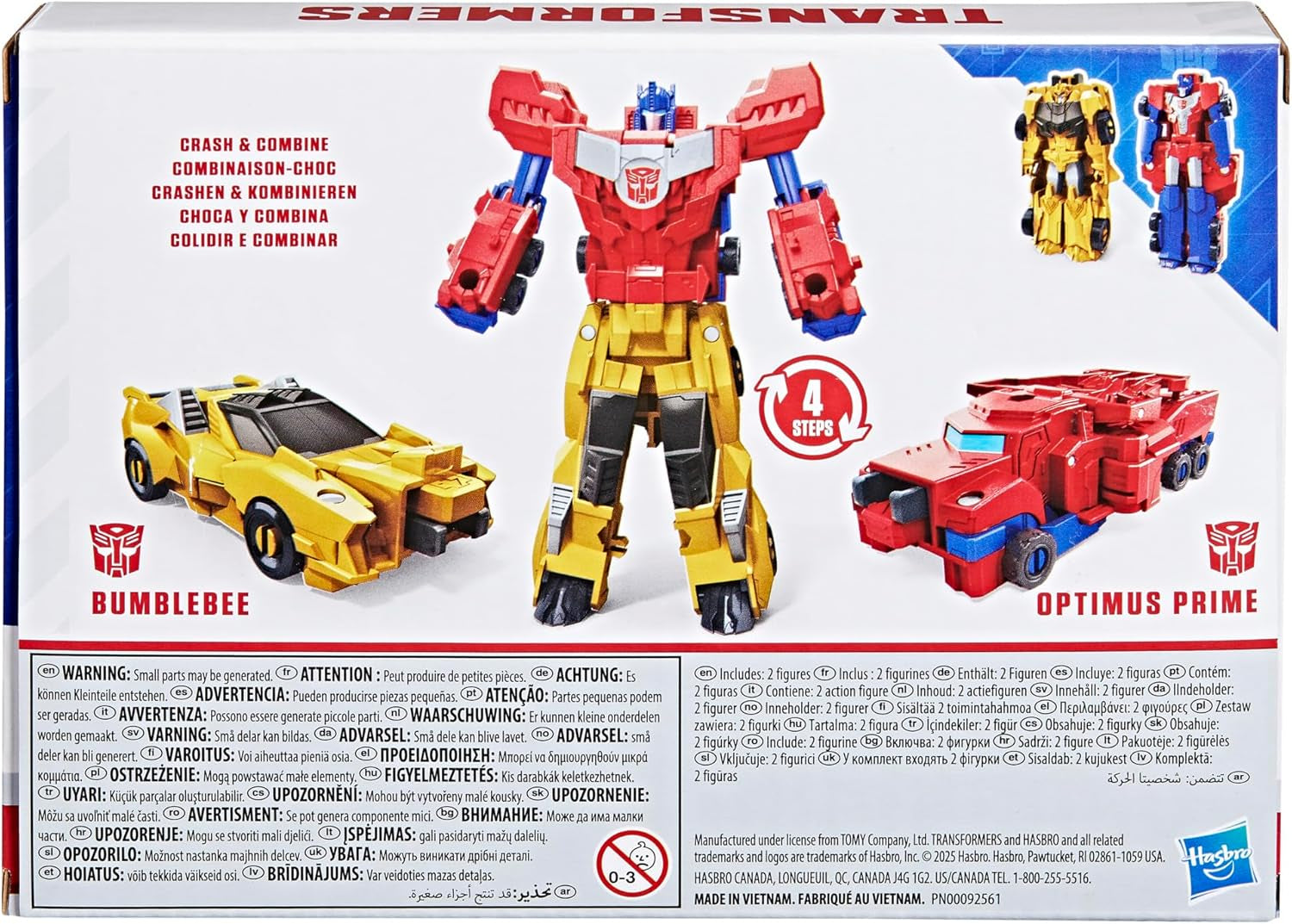 Crash & Combine Heroes, 3.75-Inch Converting Bumblebee and Optimus Prime Action Figures, Robot Toys for Kids 6 and up (Amazon Exclusive)