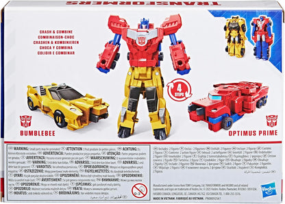 Crash & Combine Heroes, 3.75-Inch Converting Bumblebee and Optimus Prime Action Figures, Robot Toys for Kids 6 and up (Amazon Exclusive)