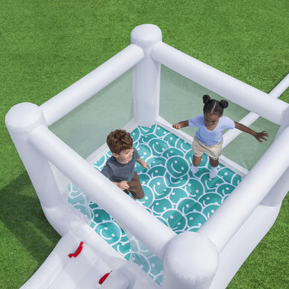 H2OGO Jump & Joy Kids Inflatable Bounce House with Extra-Wide Slide, White,
