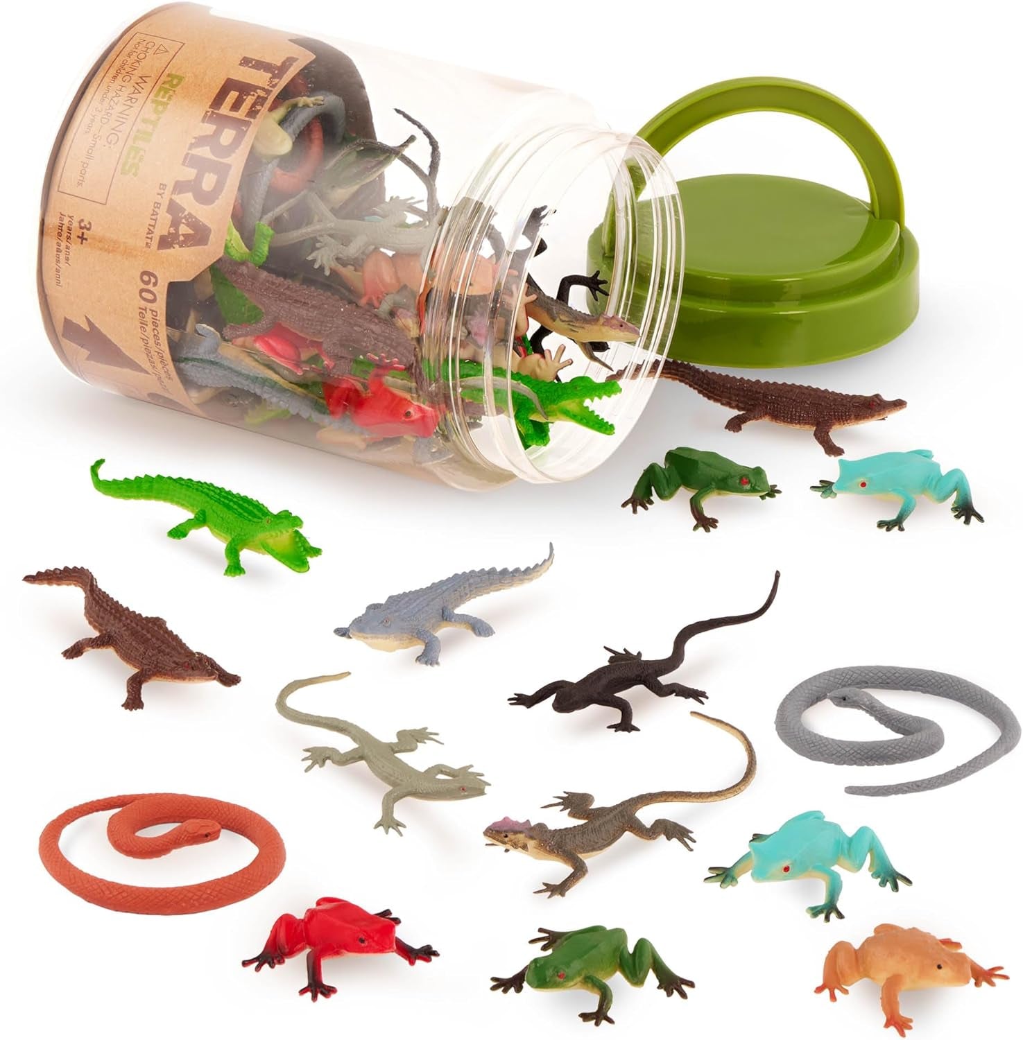 – 60 Pcs Wild Creatures Tube – Realistic Mini Animal Figurines – Lion, Hippo, Tiger, Bear & More Safari Animals – Plastic Educational Toys for Kids and Toddlers 3 Years +