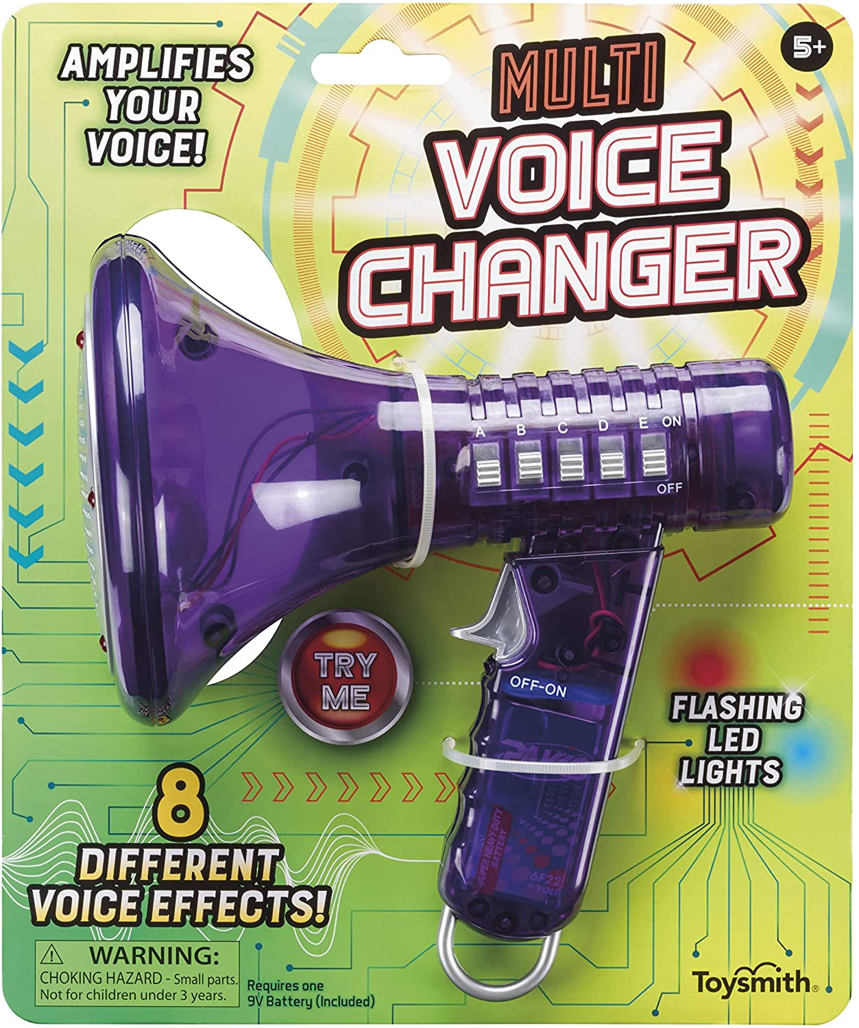 Tech Gear Multi Voice Changer – Amplifies Voice with 8 Fun Effects, Fun Toy or Gift for Kids Ages 5+- Christmas Gifts, Stocking Stuffer, 6.5”, Colors May Vary