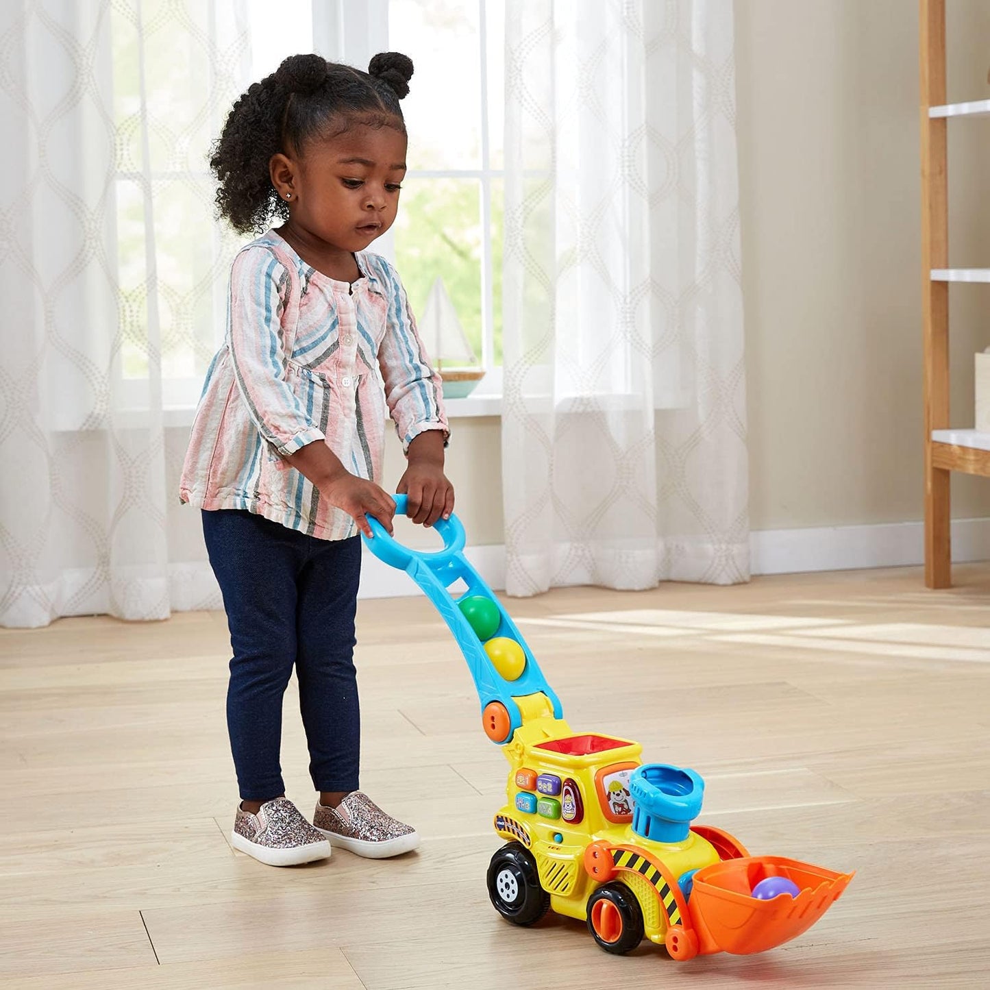 Pop-A-Balls Push and Pop Bulldozer, Yellow