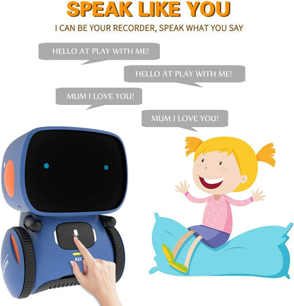 Robot Toys for Boys and Girls, Voice Control and Touch Sensor Interactive Smart Talking Robots Intelligent Partner and Teacher with Singing, Dancing, Repeating, Toy Gifts for Kids Age 3 and Up