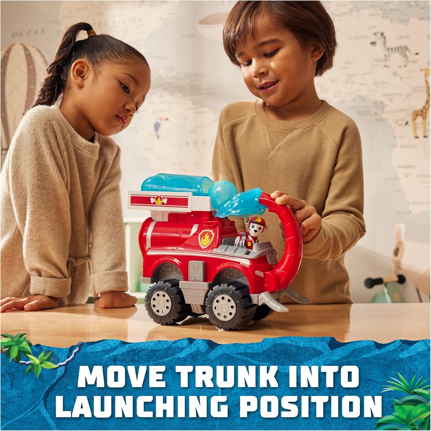 Jungle Pups, Marshall Elephant Firetruck with Projectile Launcher, Toy Truck with Action Figure, Kids Toys for Boys & Girls Ages 3 and Up