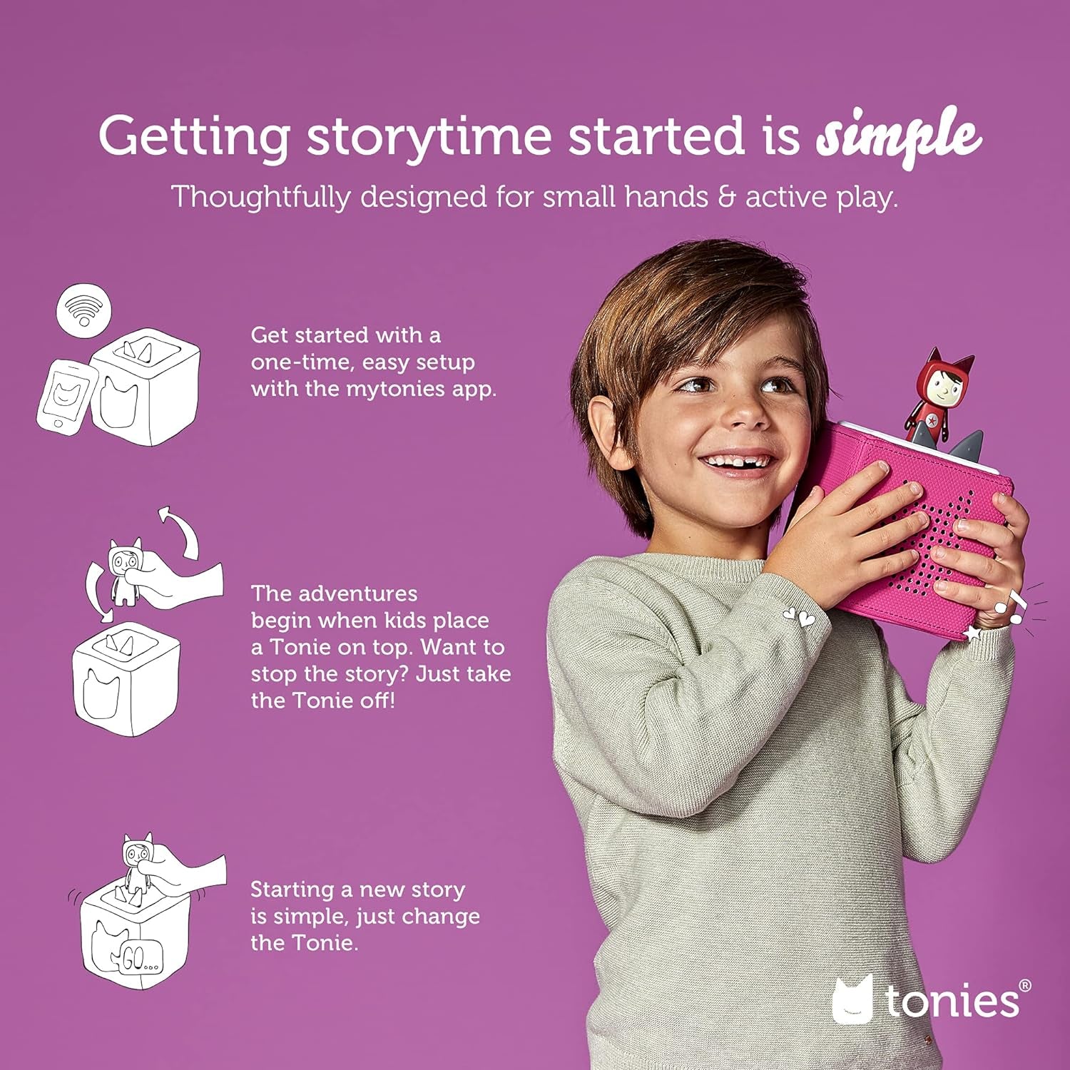 Toniebox Audio Player Starter Set with Playtime Puppy - Listen, Learn, and Play with One Huggable Little Box - Purple