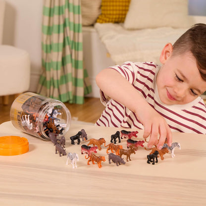 – 60 Pcs Wild Creatures Tube – Realistic Mini Animal Figurines – Lion, Hippo, Tiger, Bear & More Safari Animals – Plastic Educational Toys for Kids and Toddlers 3 Years +