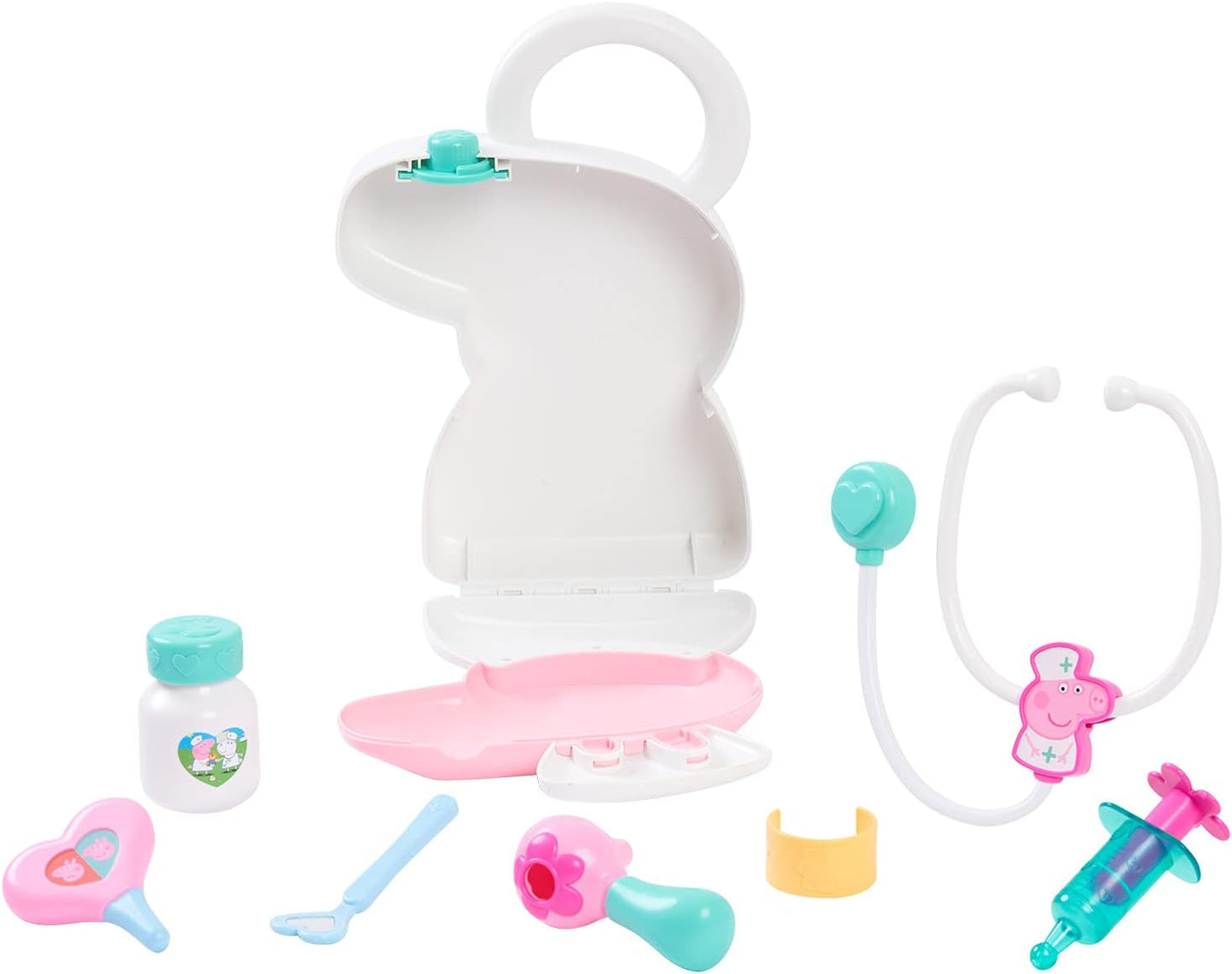 Peppa Pig Checkup Case Set with Carry Handle, 8-Piece Doctor Kit for Kids with Stethoscope, Kids Toys for Ages 3 up by