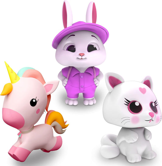 Girl Bath Toys | Mold Free Bath Toys for Kids & Toddlers with No Hole for Water | Unicorn Bunny Cat Set Ideal Size for Little Hands | Safe, Durable for Baby Girl Pool Tub Fun Ages 0 & Up
