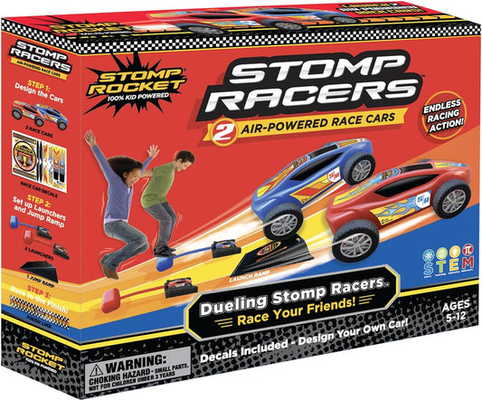 Stomp Racers Air Powered Race Cars by , 2 Car Racer Pack - Dueling Stomp Racers Toy Car Launcher - Fun Backyard & Outdoor Multi-Player Kids Toys Gifts for Boys, Girls & Toddlers