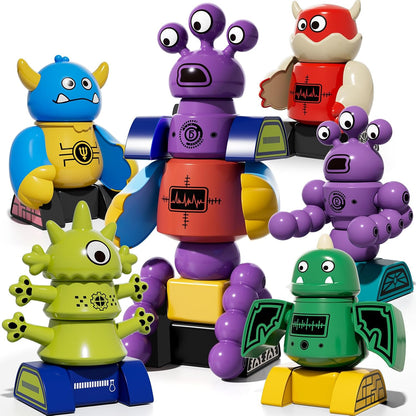 Magnet Robot Toy for Kids 3-5 Years Old - Monster Magnet Toys Stacking Transform Toys with Storage Box, Set for Boys Age 3 4 5 6 7 Years Old Boys, Christmas and Birthday Gifts