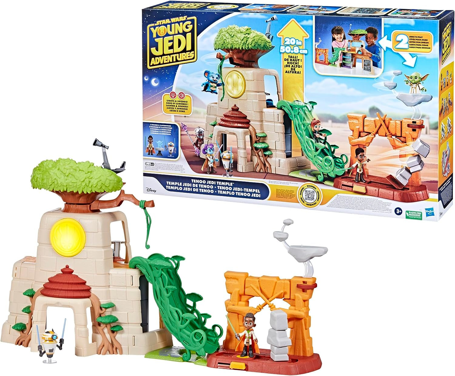 : Young Jedi Adventures Tenoo Jedi Temple, 20-Inch-Tall Playset with Lights & Sounds, 2 Action Figures, Preschool Toys for 3 Year Old Boys & Girls & Up