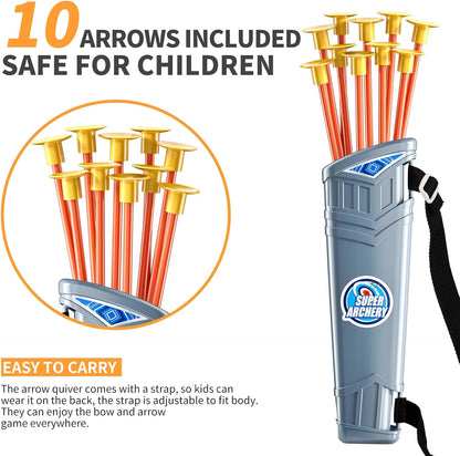 Bow and Arrow Set for Kids - Archery Toy Set - LED Light up with Suction Cup Arrows, Target & Quiver, Indoor and Outdoor Toys for Children Boys Girls