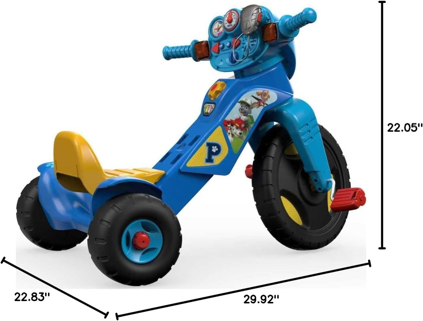 PAW Patrol Toddler Tricycle Lights & Sounds Trike Toy Bike with Handlebar Grips & Storage for Preschool Kids Ages 2+ Years