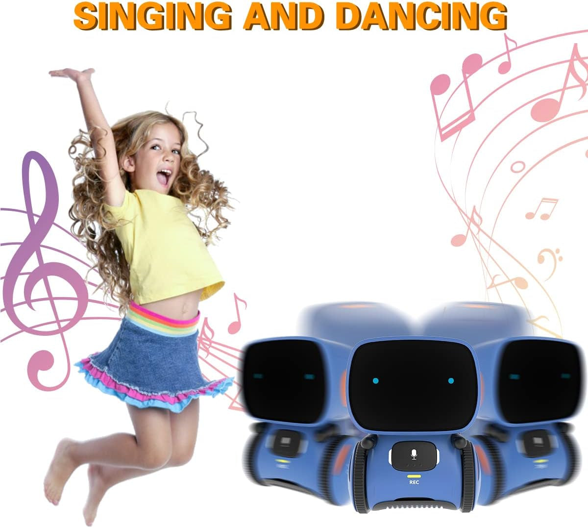 Robot Toys for Boys and Girls, Voice Control and Touch Sensor Interactive Smart Talking Robots Intelligent Partner and Teacher with Singing, Dancing, Repeating, Toy Gifts for Kids Age 3 and Up