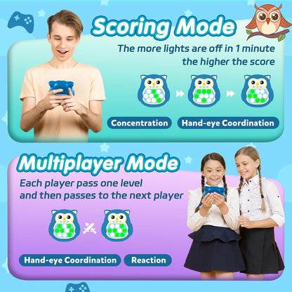 Sensory Pop Fidget Toys for Kids 3-12,Handheld Game for Kids,Light up Fidget Toy,Travel Games,Airplane Toys for 3 4 5 6 7 8 9 Year Old,Quick Push Pop Game Christmas Birthday Gifts for Boys and Girls