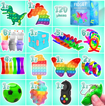Fidget Toys, 120 Pack Fidgets Set Stocking Stuffers for Kids Party Favors Autism Sensory Toy Bulk Adults Kids Boys Girls Teens Stress Autistic ADHD Anxiety Carnival Treasure Classroom Prizes