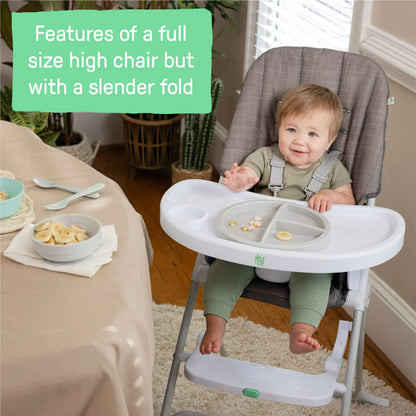 Ingenuity Sun Valley Compact Folding Baby High Chair - For Ages 6 Months and Up, Unisex - Grey
