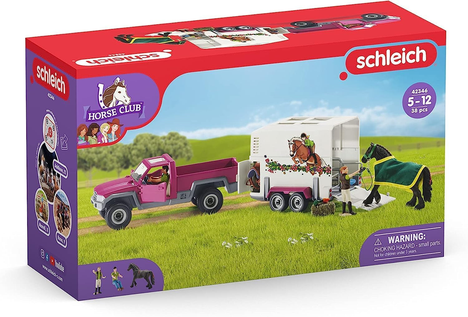 Horse Club - 38-Piece Toy Trailer and Truck Playset with Horse, Rider Action Figure and Accessories, Detailed Animal Toys for Kids Ages 5+
