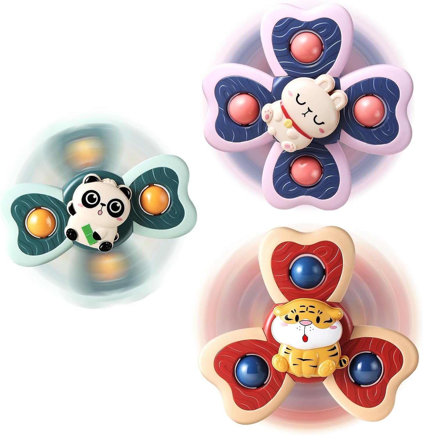 3PCS Suction Cup Spinner Toys for 1 Year Old Boy Girl|Spinning Top Baby Toys 12 18 Months|1 2 Year Old Boy Birthday Gift|Baby Bath Toy for Kids Ages 1-3|Sensory Toy for Toddlers 1-3