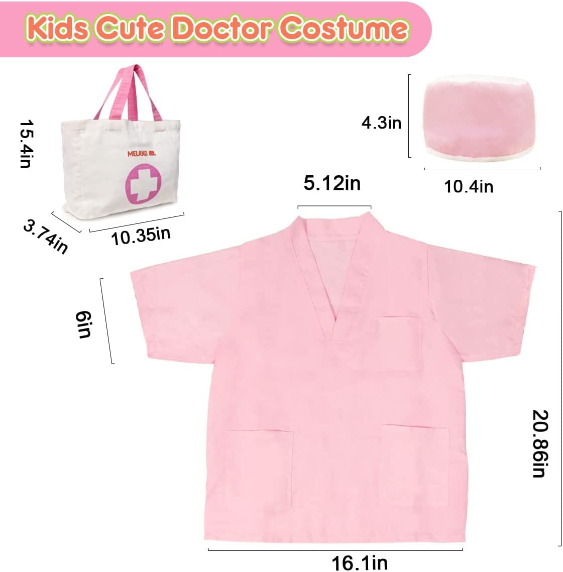 Toy Doctor Kit for Girls - Pretend Play Doctor Set with Dog Toy, Carrying Bag, Stethoscope Toy & Dress up Costume - Doctor Play Gift for Kids Toddlers Ages 3 4 5 6 Year Old for Role Play