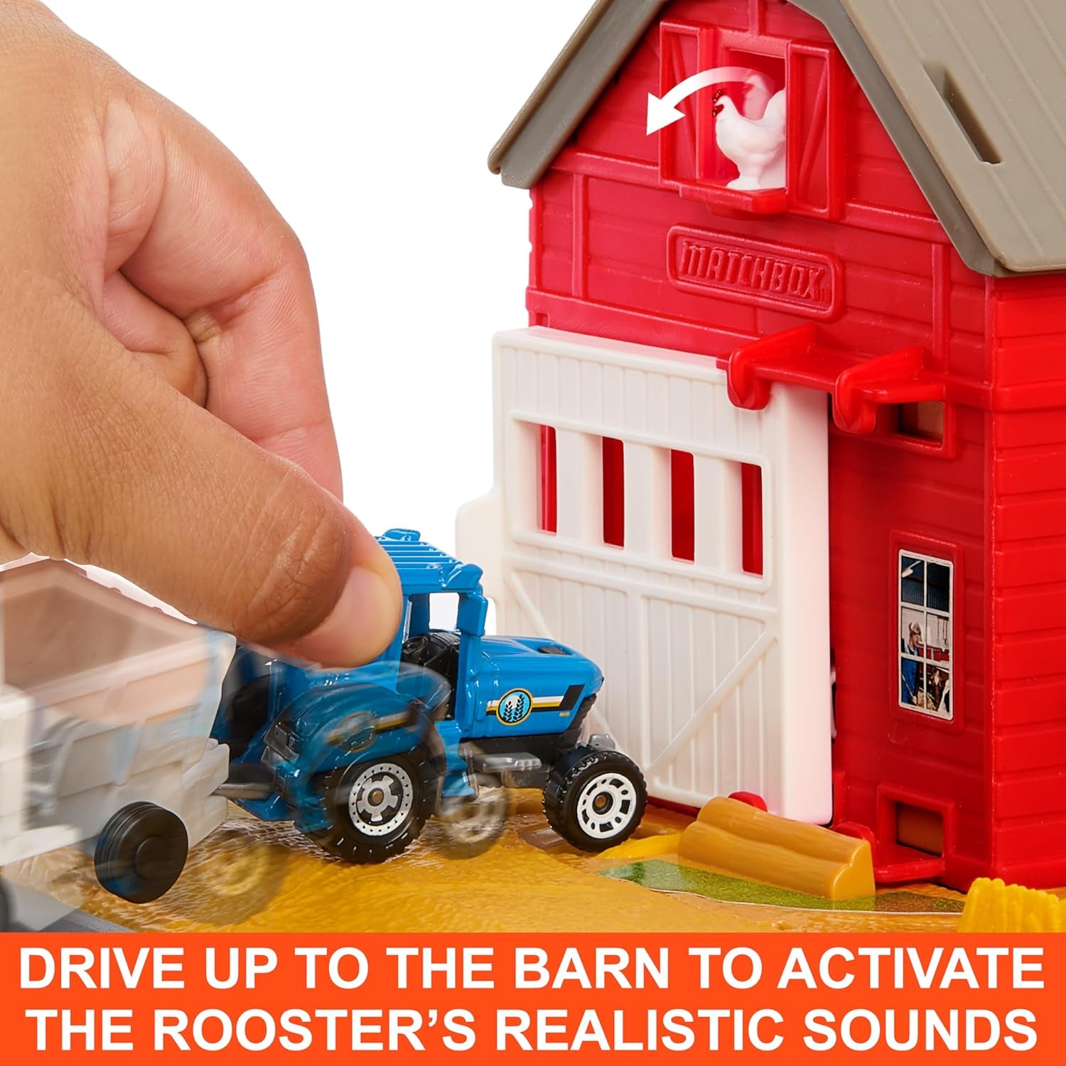 Toy Car & Playset, Action Drivers Farm Adventure with 1:64 Scale Tractor & Trailer, 2 Hay Bales & Detachable Goat, Horse & Cow Figures & Sounds
