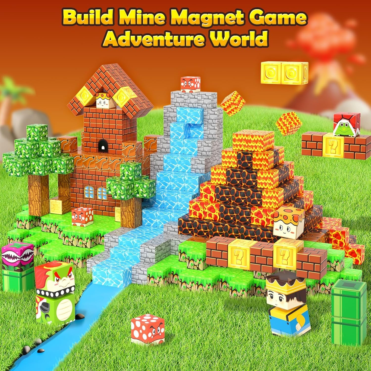 100PCS Magnetic Blocks Magnetic Building Blocks Sensory Toys for Kids Ages 3-5 6-8 8-12 Kids Game Toys for 3+ Year Old Boys & Girls, 3 4 5 6 7 8 9 10 Year Old Boy Birthday Gifts