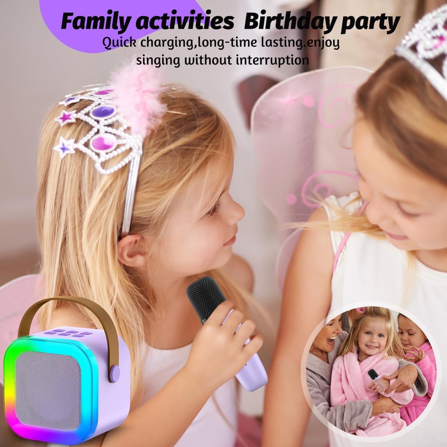 Kids Karaoke Microphone Machine Toy, 4-12 Years Old Girls Christmas Birthday Gift for Girls, Karaoke Toys Gifts for Girls Ages 4, 5, 6, 7, 8, 9, 10, 12 +Year Old Birthday Party.