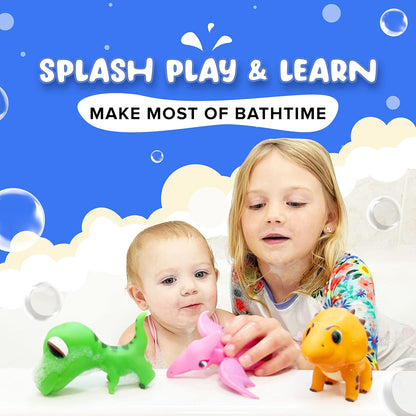 Mold Free Dinosaur Bath Toys, No Hole Bath Toys for Toddlers, Bathtub Dinosaur Set for Kids, No Mold Floating Water Dino Set for Pool, Bpa-Free Safe Fun, Infant Babies Ages 1 3 6 12 18 Mo