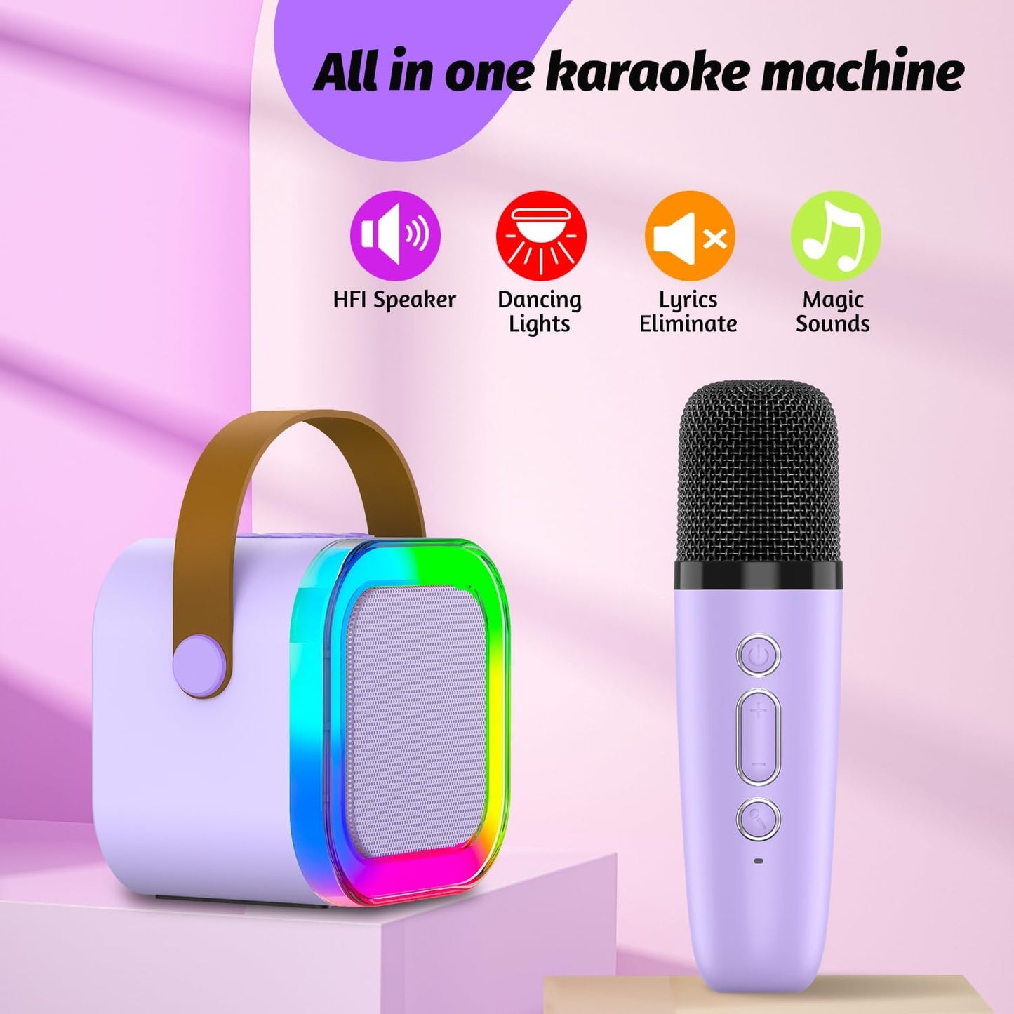 Kids Karaoke Microphone Machine Toy, 4-12 Years Old Girls Christmas Birthday Gift for Girls, Karaoke Toys Gifts for Girls Ages 4, 5, 6, 7, 8, 9, 10, 12 +Year Old Birthday Party.
