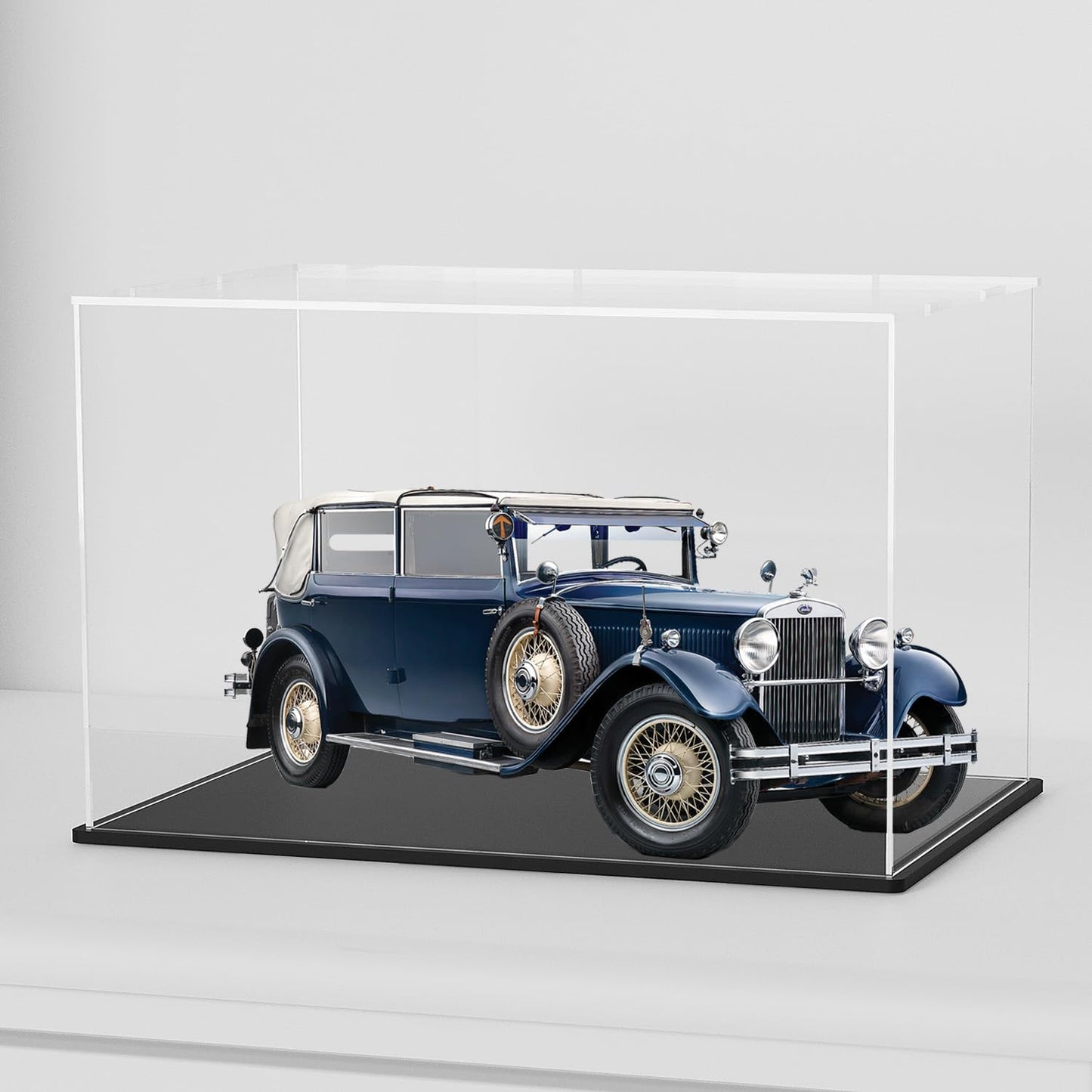 Acrylic Display Case, 8X8X8 Inch Cube, Clear Acrylic Box with Matte Black Base and Lid for Collectibles and Figures