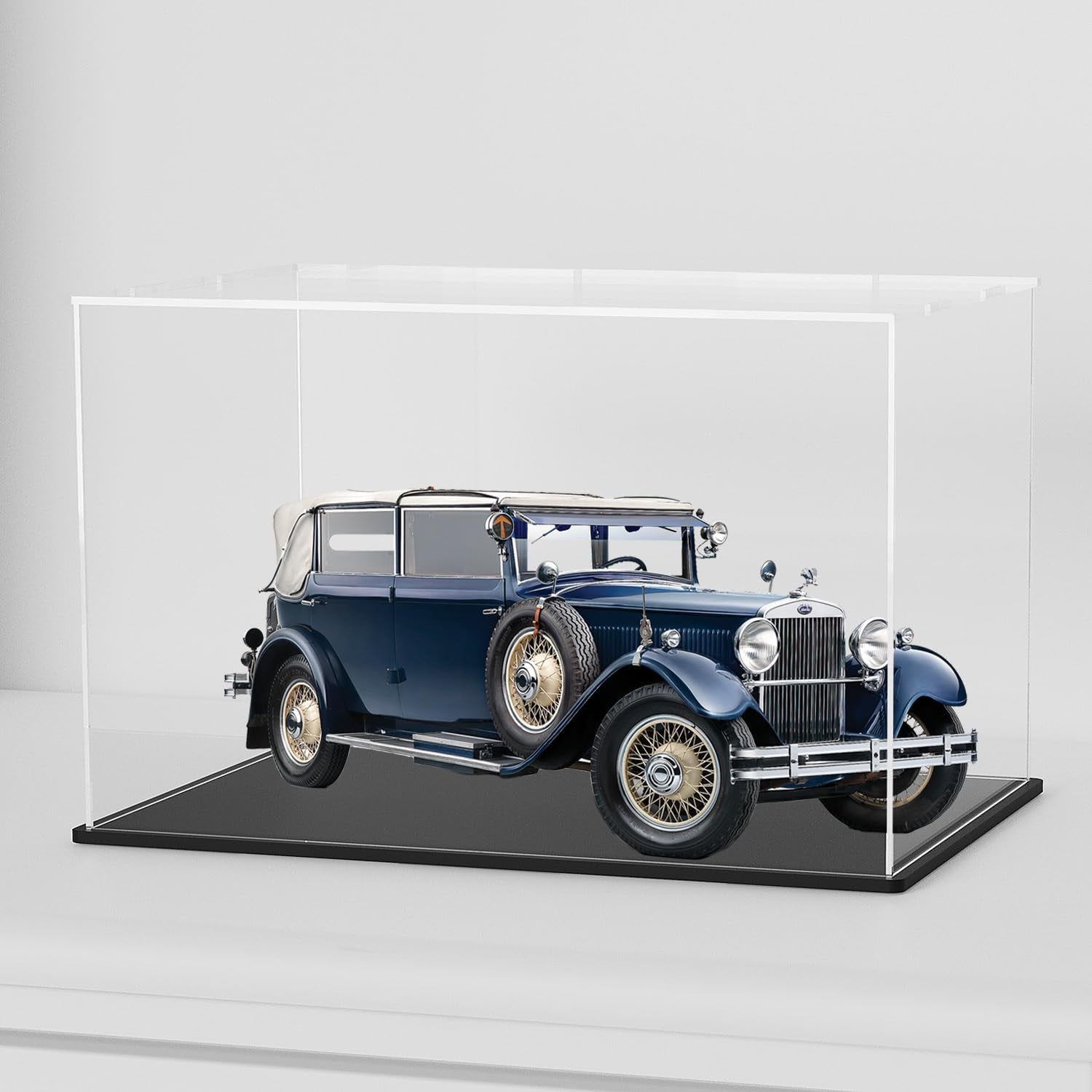 Acrylic Display Case, 8X8X8 Inch Cube, Clear Acrylic Box with Matte Black Base and Lid for Collectibles and Figures