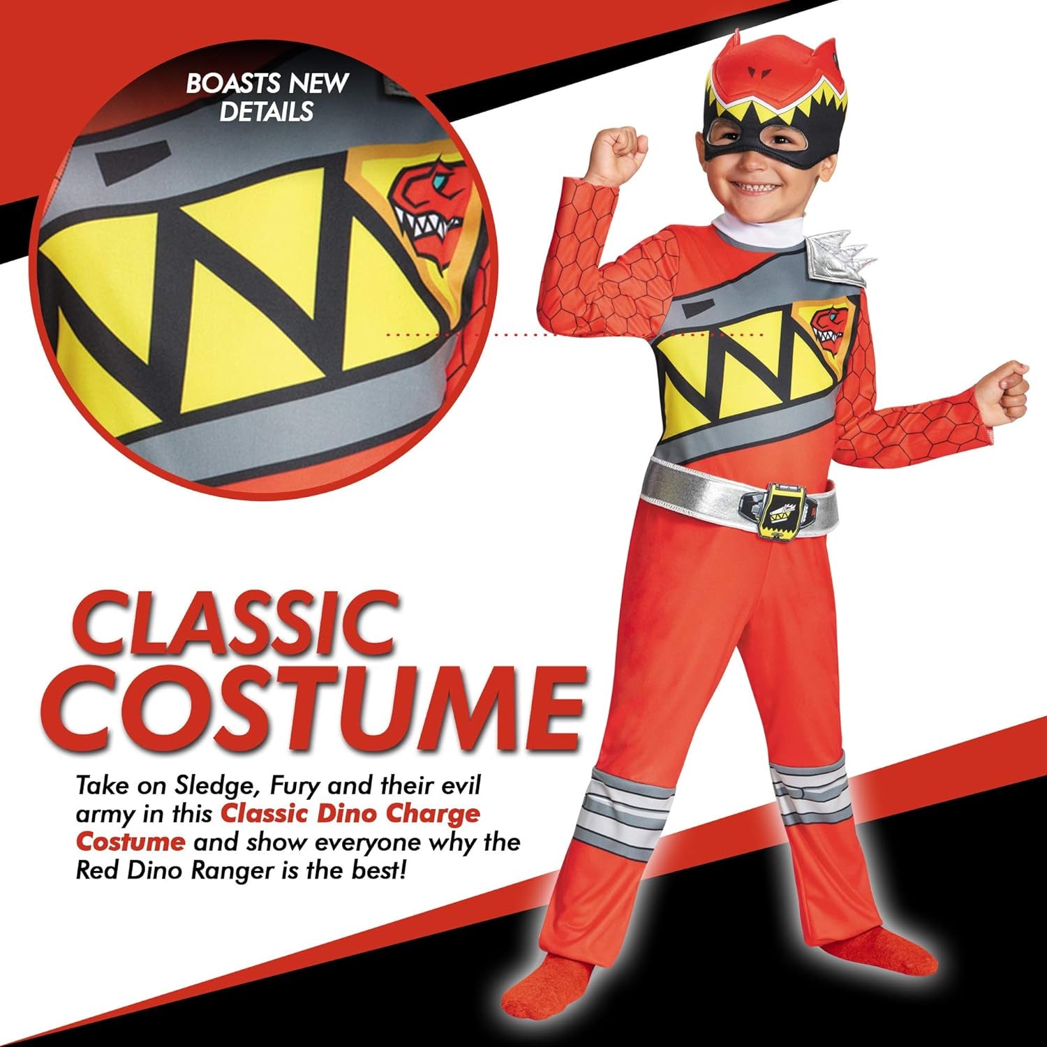 Boy'S Red Ranger Dino Charge Costume